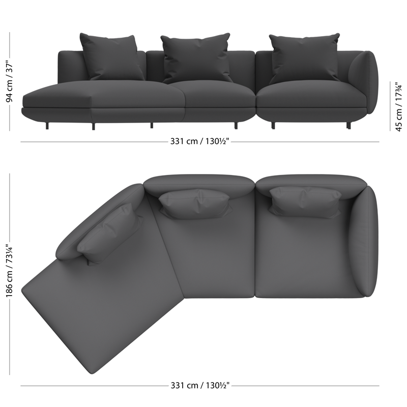 3-местный диван c козеткой Salamanca - Bristol 3063 Ткань бежевая  -  Под заказ