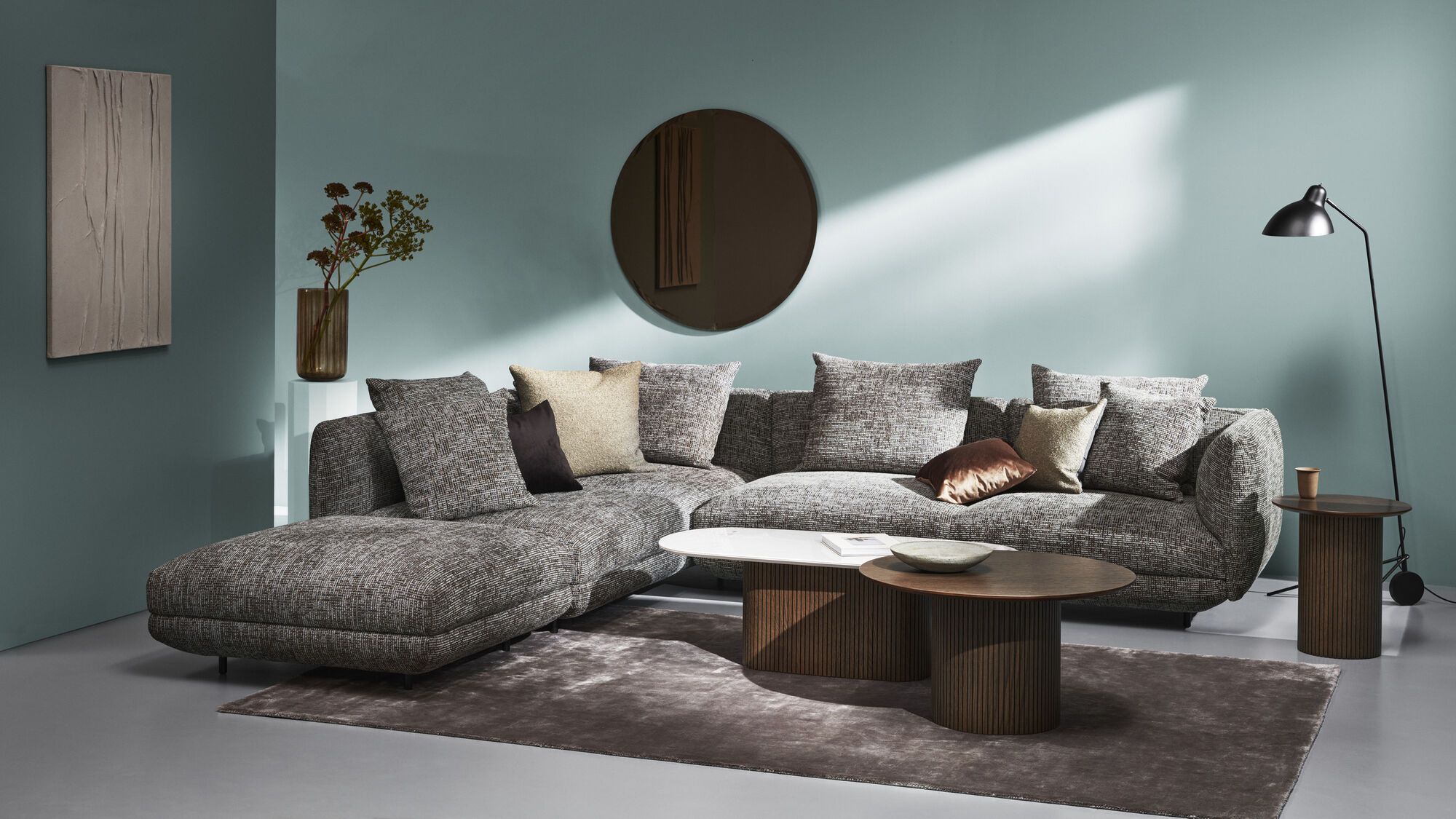 3-местный диван c козеткой Salamanca - Bristol 3063 Ткань бежевая  -  Под заказ в интерьере