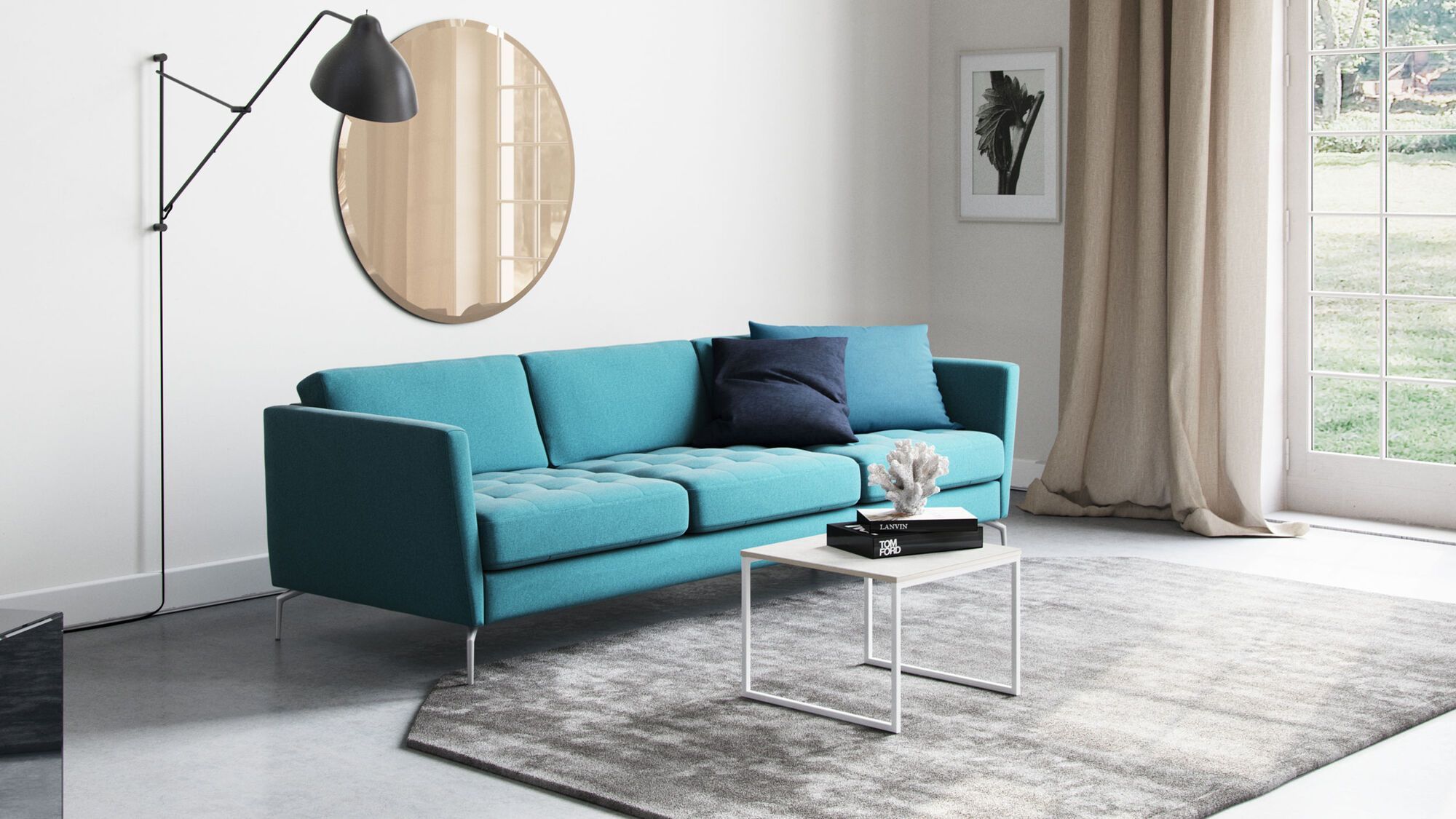 Диван Osaka - Bristol 3068 Темно-зеленая ткань  -  Под заказ в интерьере