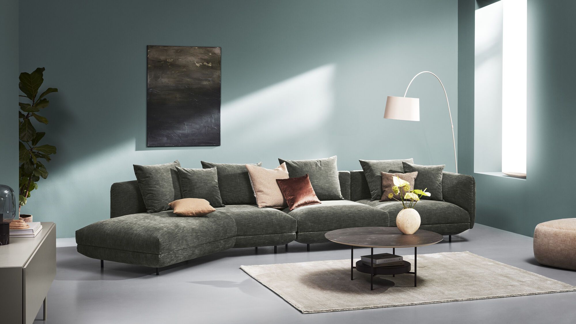 3-местный диван c козеткой Salamanca - Bristol 3063 Ткань бежевая  -  Под заказ в интерьере