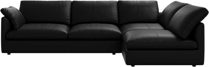 Угловой диван Milano - Nordic Grain 5130 Кожа черного цвета -  Под заказ