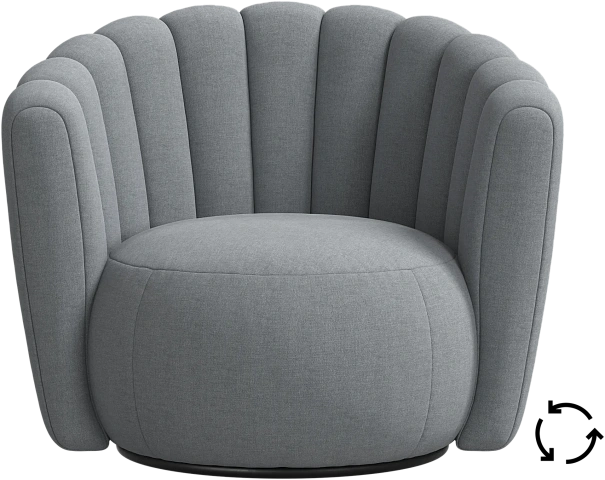 Кресло Sweet Art c поворотным основанием - Frisco 2063 Ткань с покрытием aquaclean светло-серого цвета  -  Под заказ