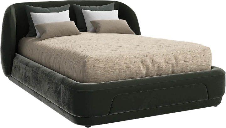 Кровать Bolzano - Bologna ткань темно-зеленого цвета 3256 -  Под заказ