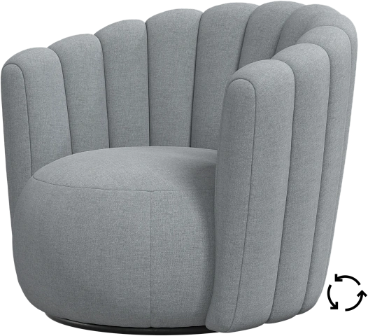 Кресло Sweet Art c поворотным основанием - Frisco 2063 Ткань с покрытием aquaclean светло-серого цвета  -  Под заказ