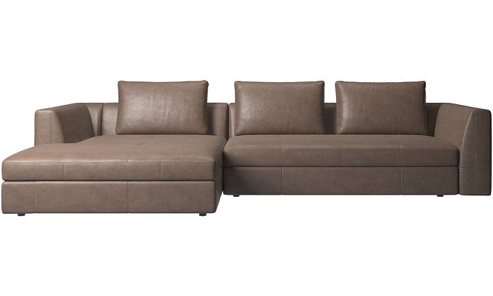 Диван Bergamo с модулем для отдыха - York 5122 Кожа светло-коричневого цвета  -  Под заказ