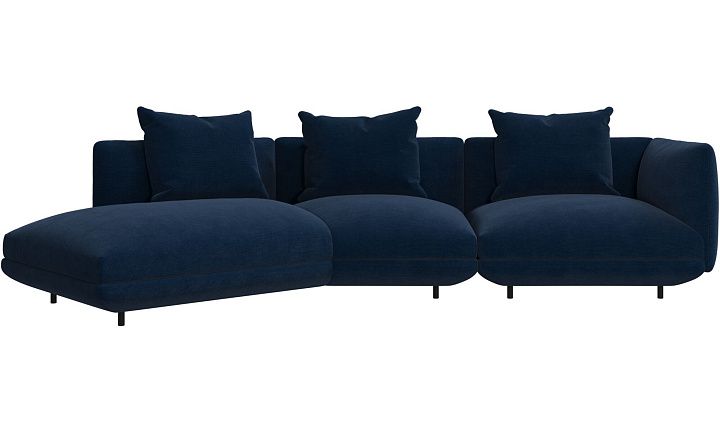 3-местный диван c козеткой Salamanca - Skagen 3163 Темно-синяя ткань  -  Под заказ