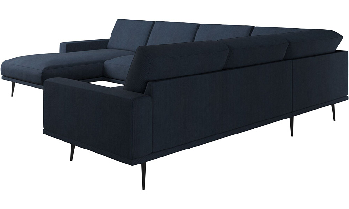 Угловой диван Carlton с модулем для отдыха - Skagen 3163 Темно-синяя ткань  -  Под заказ