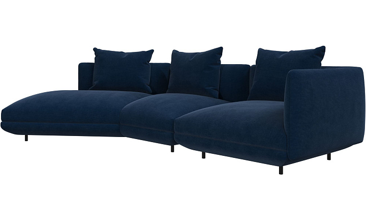 3-местный диван c козеткой Salamanca - Skagen 3163 Темно-синяя ткань  -  Под заказ