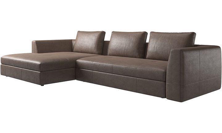 Диван Bergamo с модулем для отдыха - York 5122 Кожа светло-коричневого цвета  -  Под заказ